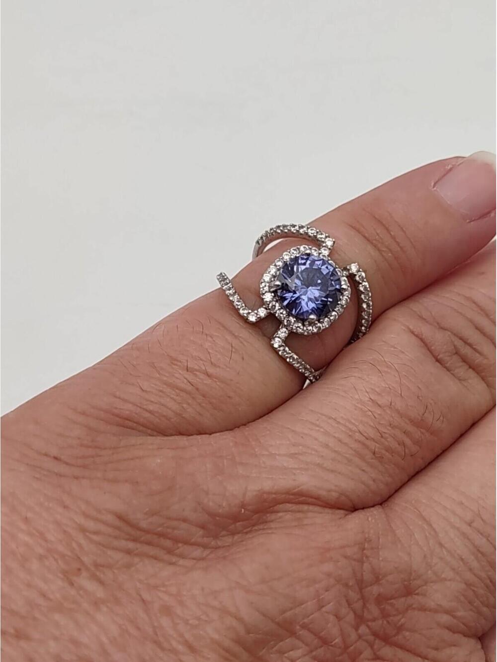 JTV Bella Luce Amethyst CZ Open Halo Sterling 925 Ring Sz 5